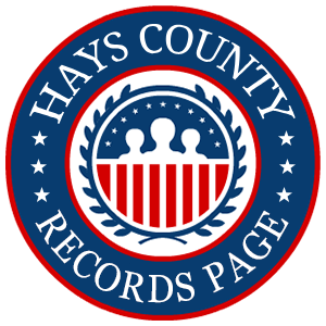 A round red, white, and blue logo with the words Hays County Records Page for the State of Texas.